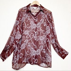 Silk Per Lui Per Lei by Kukki sheer eggplant top